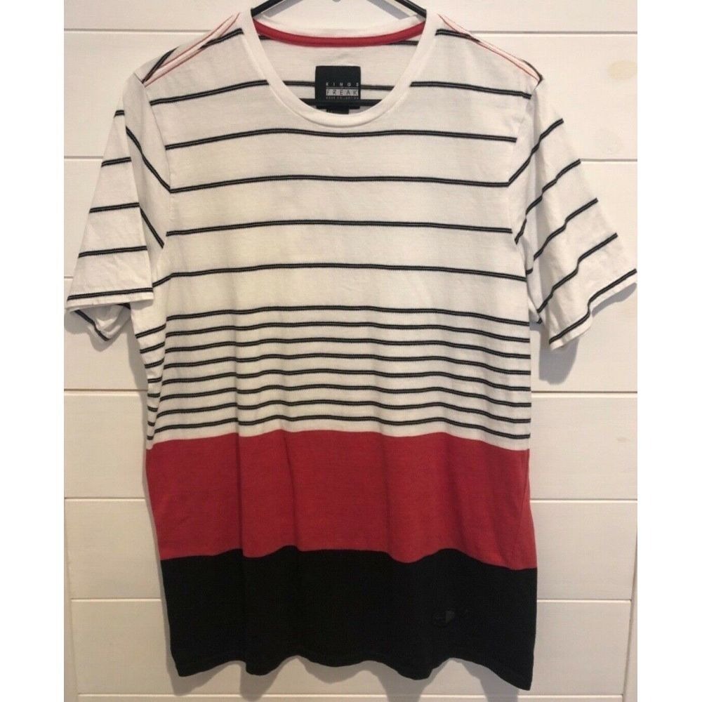 O'NEILL KINGS OF FREAK CORE COLLECTION MEDIUM‎ RED BLACK WHITE STRIPED T SHIRT